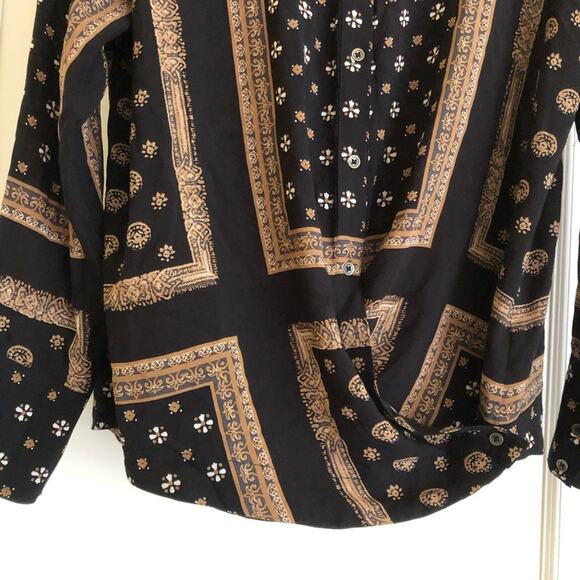 Free People Little Secrets Black Printed Blouse - Picture 4 of 7